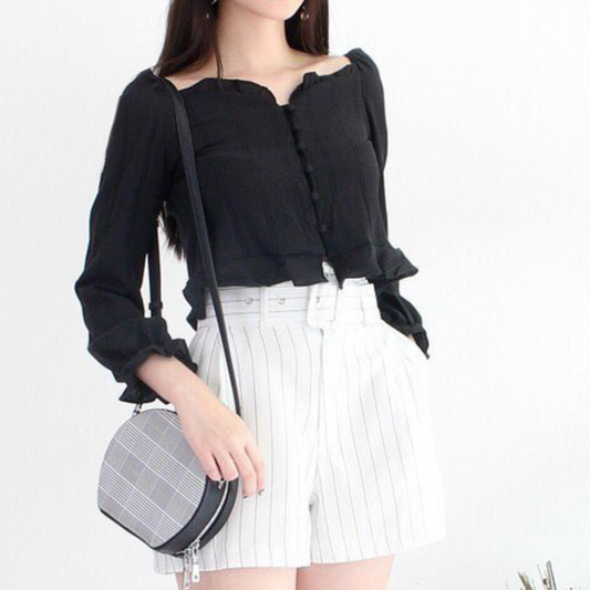 Buttoned Ruffle Blouse